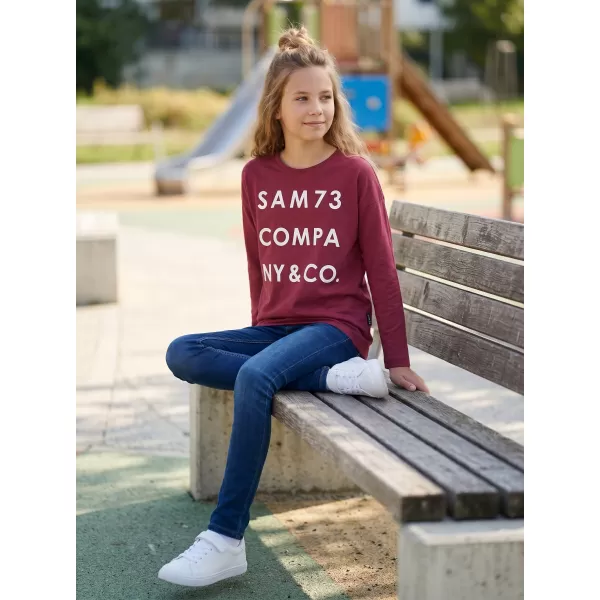  Dívčí triko s dlouhým rukávem SAM 73  KAT GT 557 TMAVĚ RŮŽOVÁ 