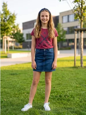 Dívčí triko s krátkým rukávem SAM 73 CAROLINE GT 554 TMAVĚ RŮŽOVÁ