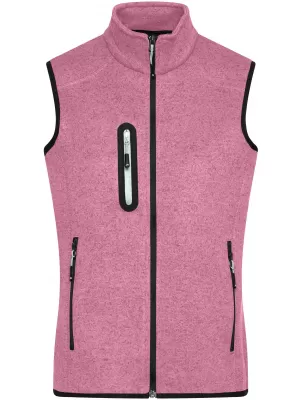 Dámská fleecová vesta JAMES NICHOLSON JN773 PINK MELANGE/OFF WHITE