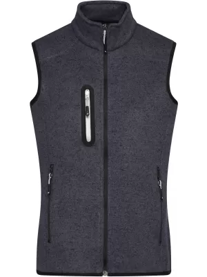 Dámská fleecová vesta JAMES NICHOLSON JN773 DARK GREY MELANGE/SILVER