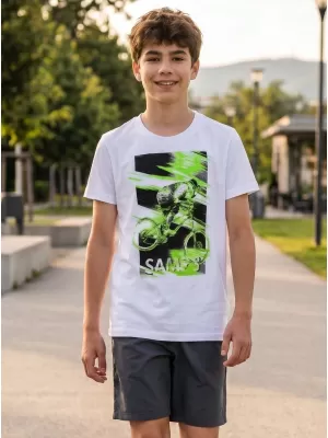Chlapecké triko s krátkým rukávem SAM 73 LEO BT 550 BÍLÁ