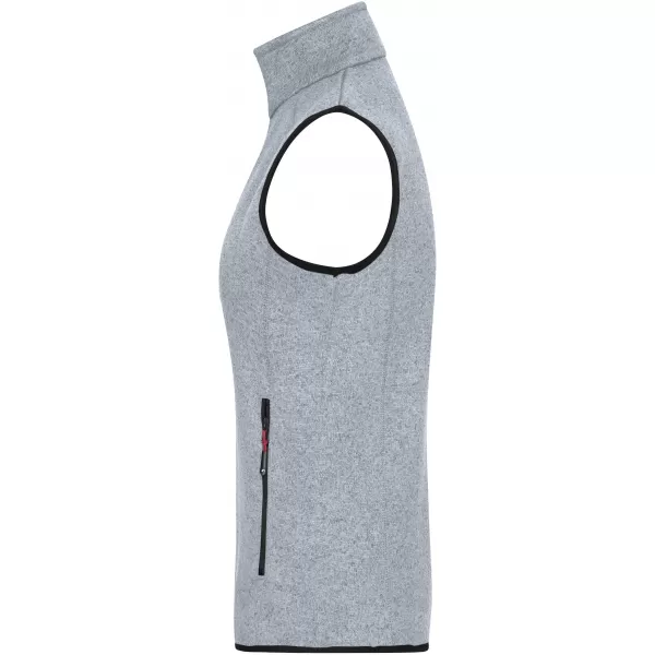  Pánská fleecová vesta JAMES NICHOLSON JN774 LIGHT GREY MELANGE/RED 