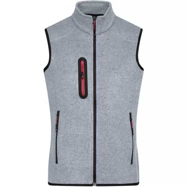  Pánská fleecová vesta JAMES NICHOLSON JN774 LIGHT GREY MELANGE/RED 