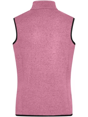 Dámská fleecová vesta JAMES NICHOLSON JN773 PINK MELANGE/OFF WHITE