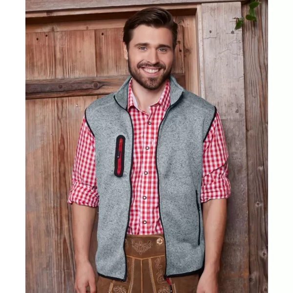  Pánská fleecová vesta JAMES NICHOLSON JN774 LIGHT GREY MELANGE/RED 