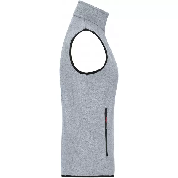  Pánská fleecová vesta JAMES NICHOLSON JN774 LIGHT GREY MELANGE/RED 