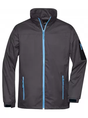 Pánská windbreaker bunda JAMES NICHOLSON JN1041 CARBON/AQUA