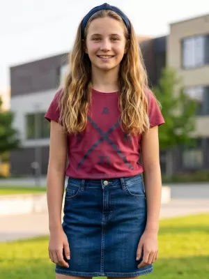 Dívčí triko s krátkým rukávem SAM 73 CAROLINE GT 554 TMAVĚ RŮŽOVÁ