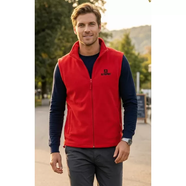  Pánská fleecová vesta ALTISPORT ALM006518 ČERVENÁ 
