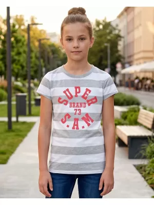 Dívčí triko s krátkým rukávem SAM 73 SIOBHAN GT 561 SVĚTLE ŠEDÁ