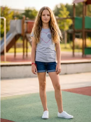 Dívčí triko s krátkým rukávem SAM 73 ALAINA GT 564 SVĚTLE ŠEDÁ