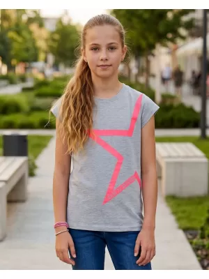 Dívčí triko s krátkým rukávem SAM 73 KATHERINE GT 559 SVĚTLE ŠEDÁ
