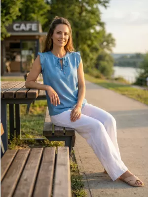 Dámská halenka KIXMI NEIVA SVĚTLE MODRÁ