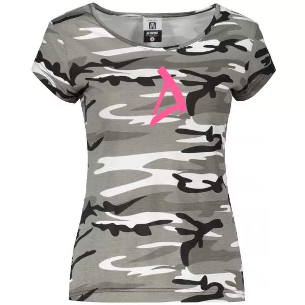  Dámské triko ALTISPORT ALW002C122 CAMO GREY/RŮŽOVÁ 