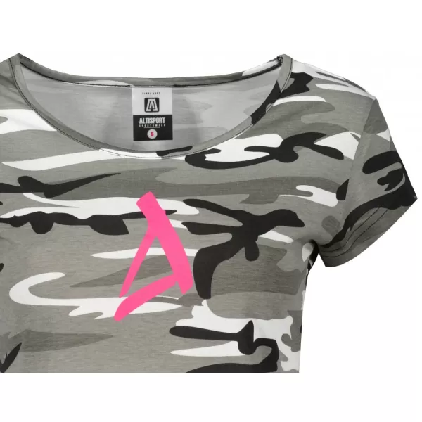  Dámské triko ALTISPORT ALW002C122 CAMO GREY/RŮŽOVÁ 
