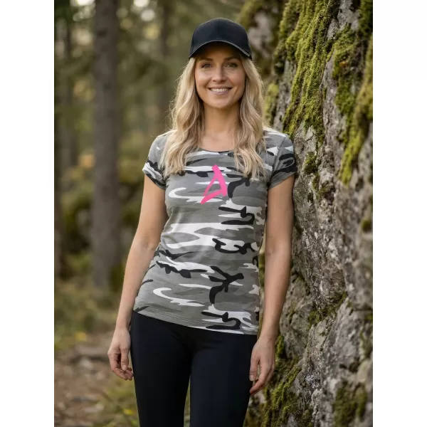  Dámské triko ALTISPORT ALW002C122 CAMO GREY/RŮŽOVÁ 