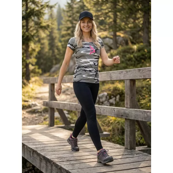  Dámské triko ALTISPORT ALW002C122 CAMO GREY/RŮŽOVÁ 