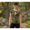 Dámské triko ALTISPORT ALW002C122 CAMO GREEN/BÍLÁ