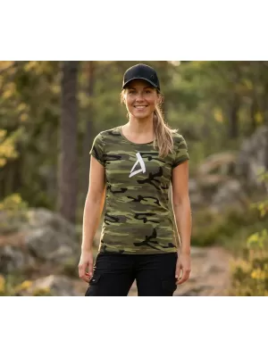 Dámské triko ALTISPORT ALW002C122 CAMO GREEN/BÍLÁ