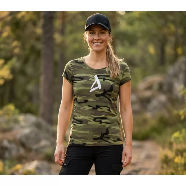  Dámské triko ALTISPORT ALW002C122 CAMO GREEN/BÍLÁ 