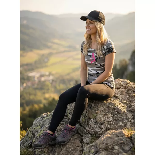  Dámské triko ALTISPORT ALW002C122 CAMO GREY/RŮŽOVÁ 