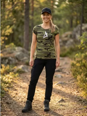 Dámské triko ALTISPORT ALW002C122 CAMO GREEN/BÍLÁ