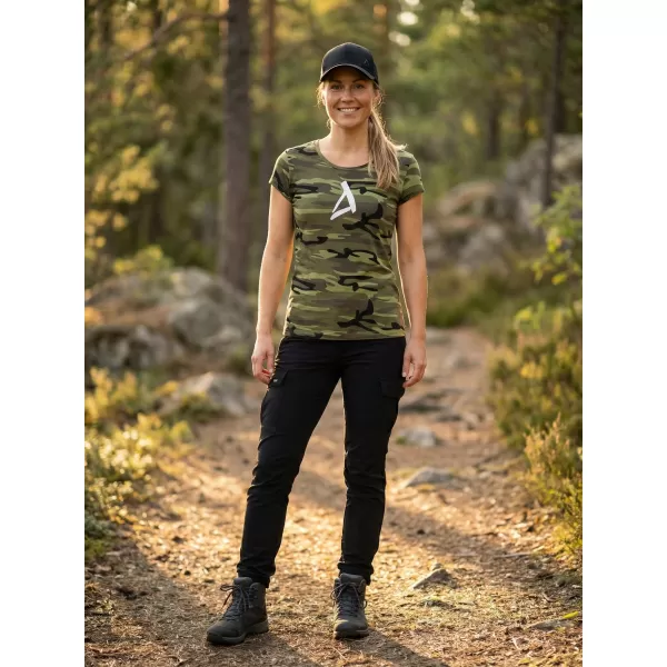  Dámské triko ALTISPORT ALW002C122 CAMO GREEN/BÍLÁ 