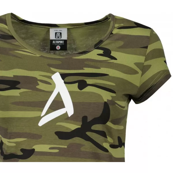  Dámské triko ALTISPORT ALW002C122 CAMO GREEN/BÍLÁ 