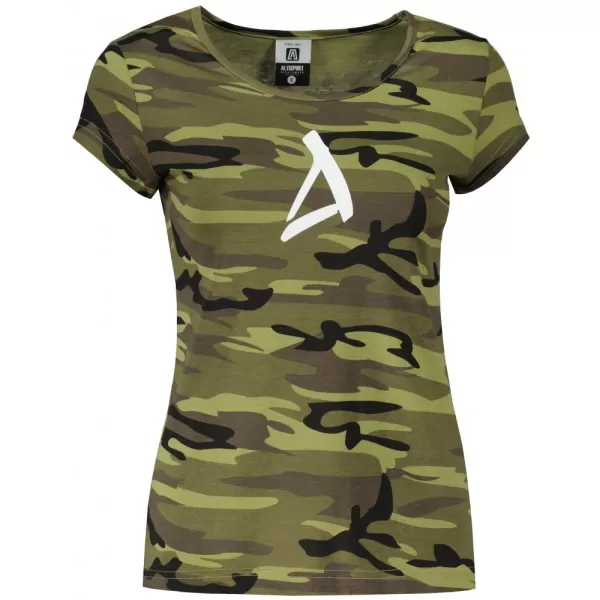  Dámské triko ALTISPORT ALW002C122 CAMO GREEN/BÍLÁ 