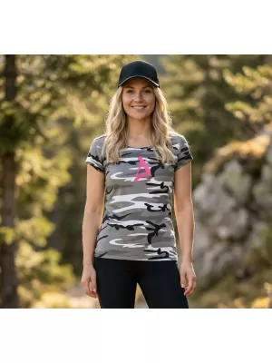 Dámské triko ALTISPORT ALW002C122 CAMO GREY/RŮŽOVÁ