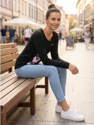 Dámské triko s dlouhým rukávem ALTISPORT CARRYOVER ALW137169 ČERNORŮŽOVÁ