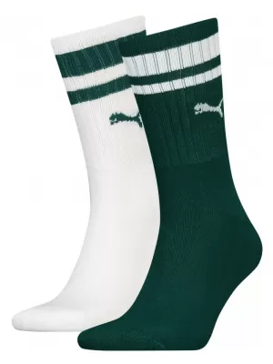 Ponožky PUMA CREW HERITAGE STRIPE 2P 907944-07 GREEN