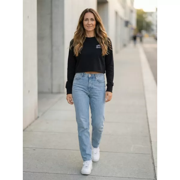  Dámská crop top mikina ALTISPORT BYB/ALW056BY131 ČERNOBÍLÁ 