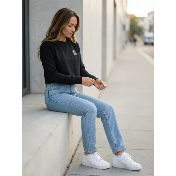  Dámská crop top mikina ALTISPORT BYB/ALW056BY131 ČERNOBÍLÁ 