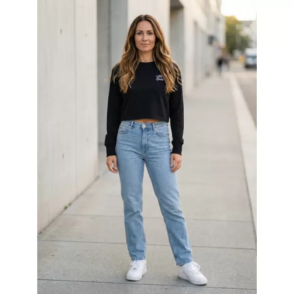  Dámská crop top mikina ALTISPORT BYB/ALW056BY131 ČERNOBÍLÁ 