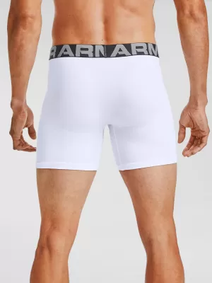 Pánské boxerky UNDER ARMOUR CHARGED COTTON 6IN 3 PACK 1363617-100 Bílá