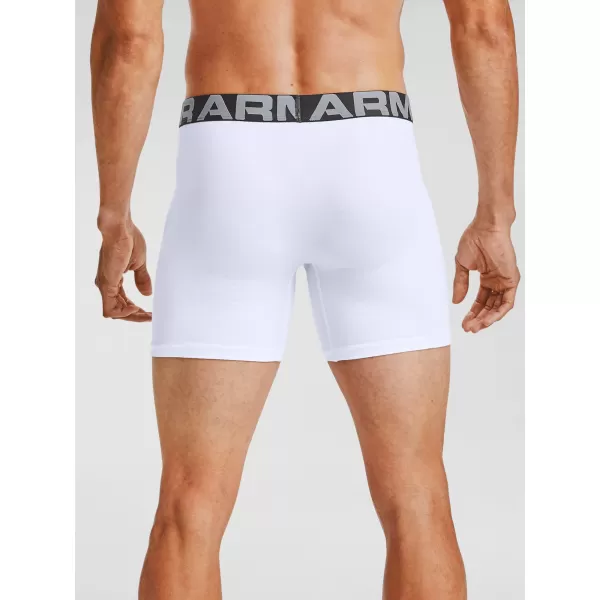  Pánské boxerky UNDER ARMOUR CHARGED COTTON 6IN 3 PACK 1363617-100 Bílá 