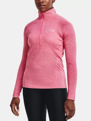 Dámské tričko UNDER ARMOUR TECH 1/2 ZIP - TWIST 1320128-676 Růžová