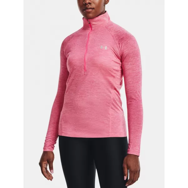  Dámské tričko UNDER ARMOUR TECH 1/2 ZIP - TWIST 1320128-676 Růžová 