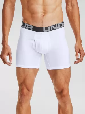Pánské boxerky UNDER ARMOUR CHARGED COTTON 6IN 3 PACK 1363617-100 Bílá