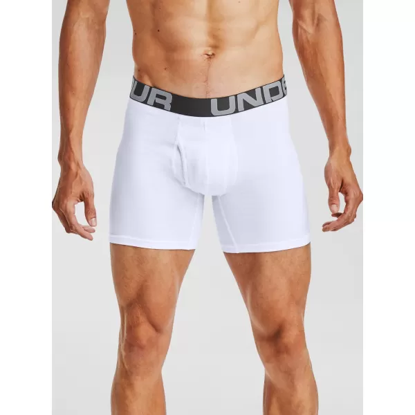  Pánské boxerky UNDER ARMOUR CHARGED COTTON 6IN 3 PACK 1363617-100 Bílá 