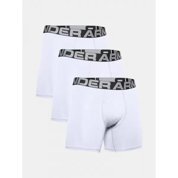  Pánské boxerky UNDER ARMOUR CHARGED COTTON 6IN 3 PACK 1363617-100 Bílá 