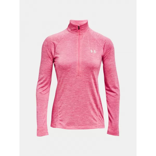  Dámské tričko UNDER ARMOUR TECH 1/2 ZIP - TWIST 1320128-676 Růžová 