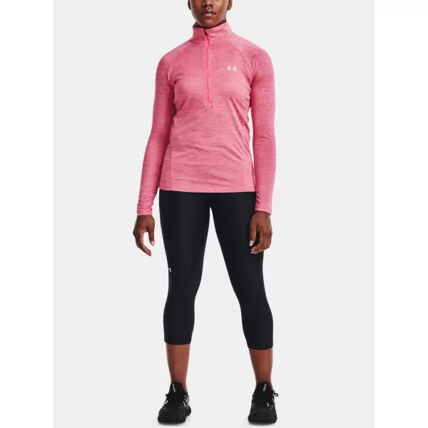  Dámské tričko UNDER ARMOUR TECH 1/2 ZIP - TWIST 1320128-676 Růžová 