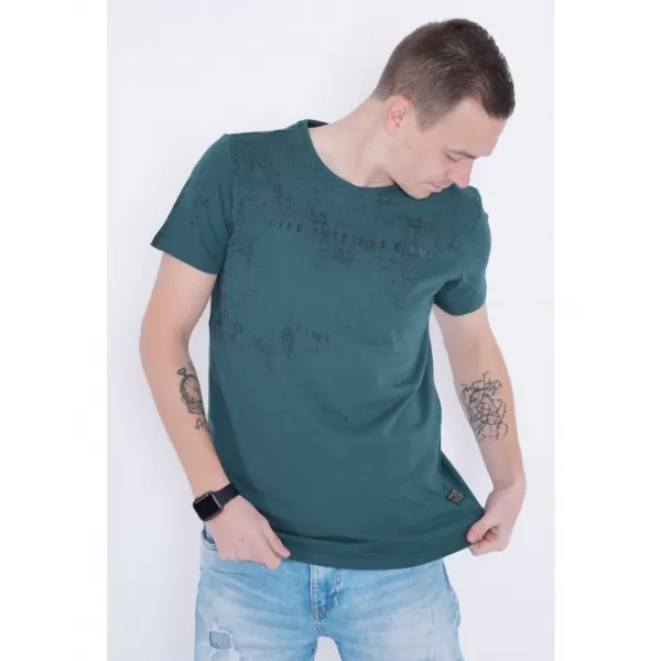  Pánské triko KIXMI PEPPE TMAVĚ ZELENÁ 