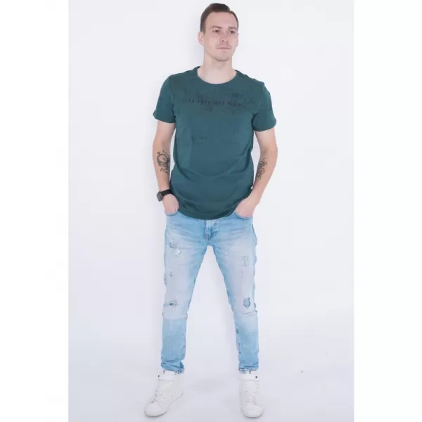  Pánské triko KIXMI PEPPE TMAVĚ ZELENÁ 
