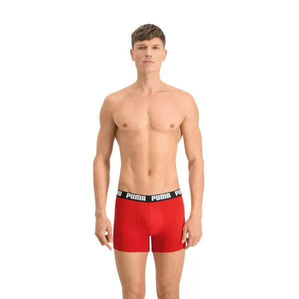  Pánské boxerky PUMA BASIC BOXER 2P 90682309 RED/BLACK 