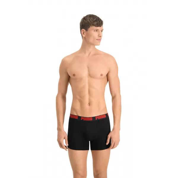  Pánské boxerky PUMA BASIC BOXER 2P 90682309 RED/BLACK 
