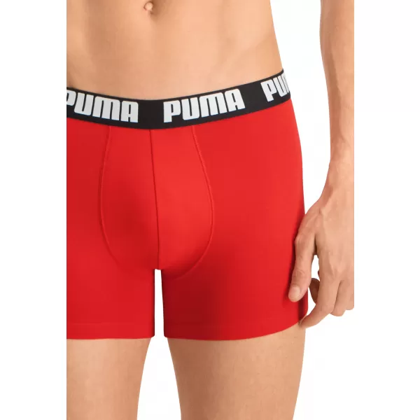  Pánské boxerky PUMA BASIC BOXER 2P 90682309 RED/BLACK 