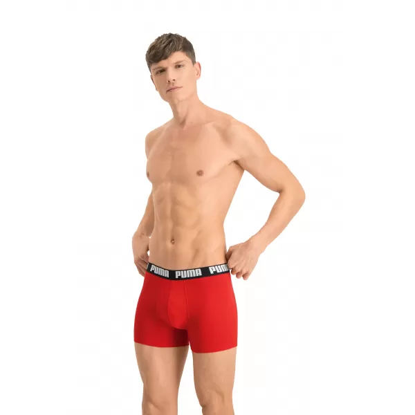  Pánské boxerky PUMA BASIC BOXER 2P 90682309 RED/BLACK 